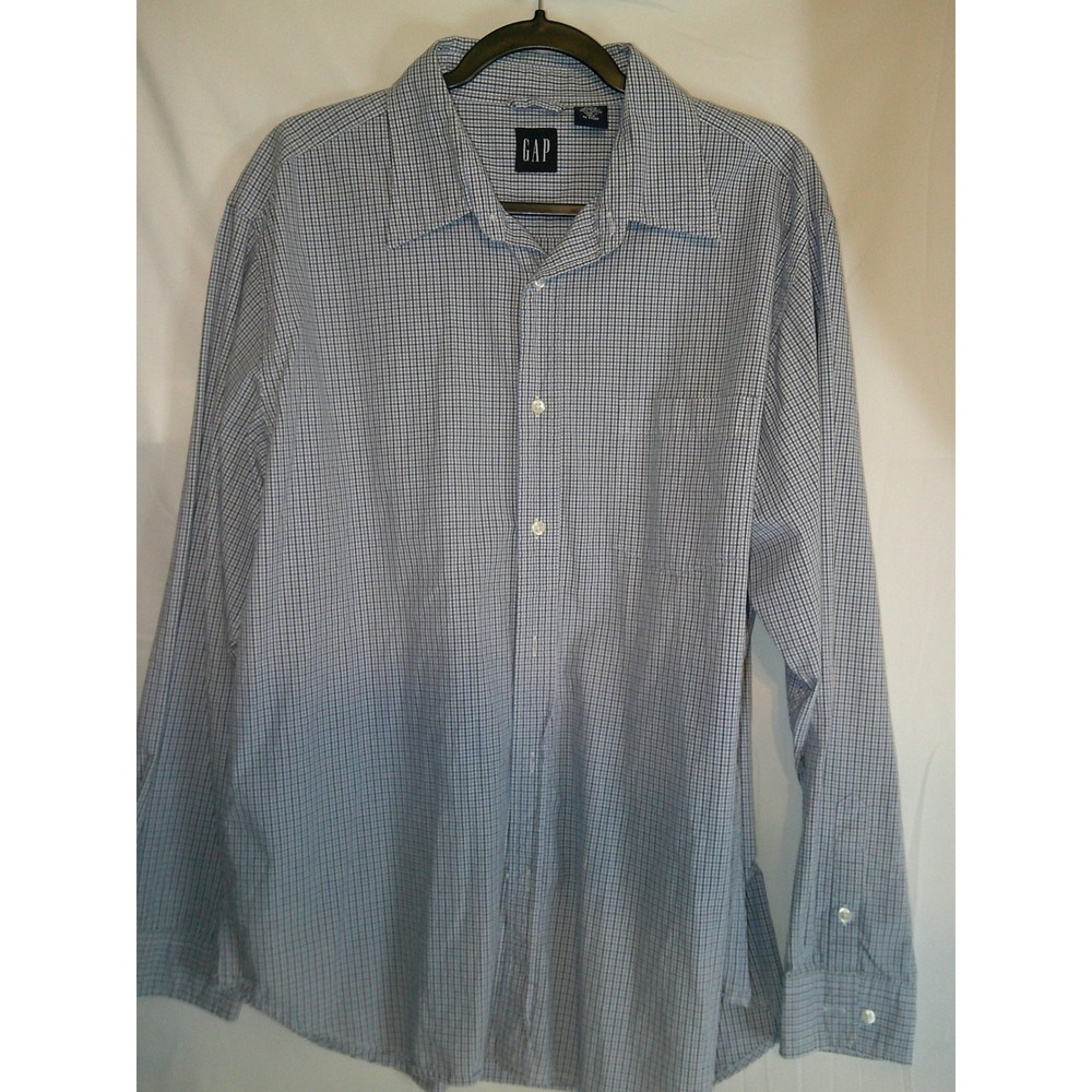 GAP Mens Long Sleeve Button Up Shirt Checkered Pattern, Casual Top‎